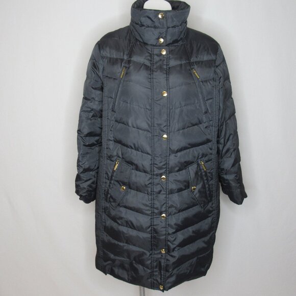 Michael Kors Dark Gray Long Goose Down Puffer Parka Winter Coat Women's Plus 0X - Picture 1 of 9